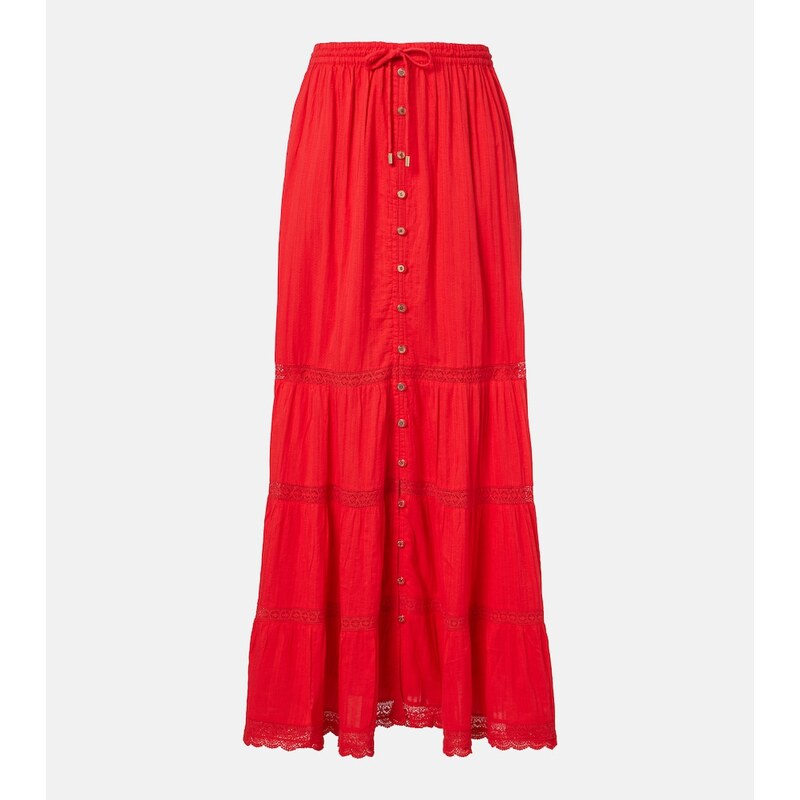 Melissa Odabash Marley crochet-trimmed cotton maxi skirt