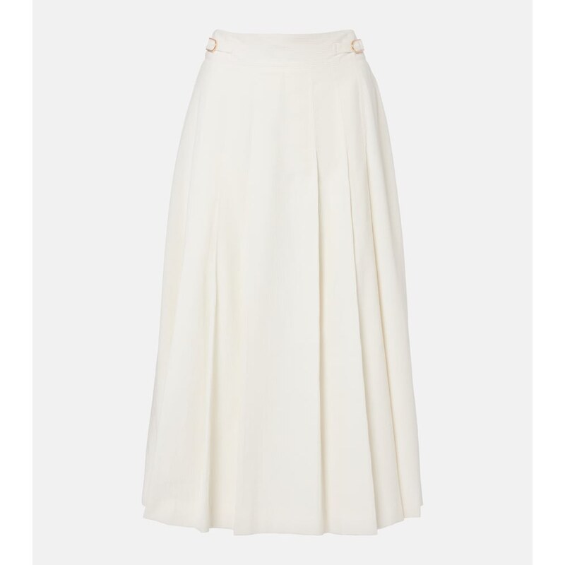 Gabriela Hearst Wesley pleated cotton corduroy midi skirt