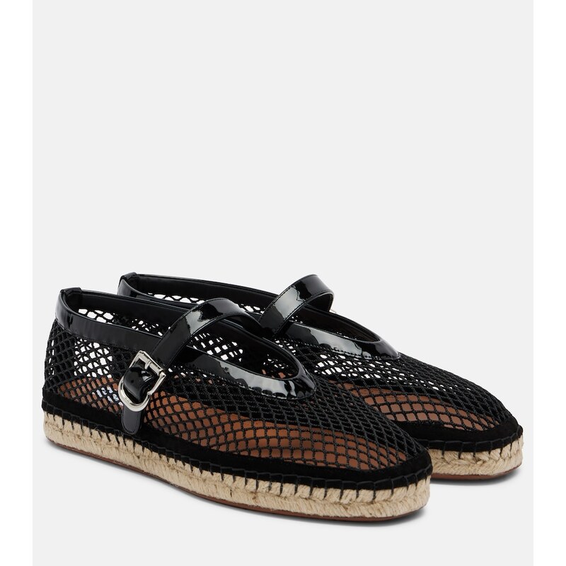 Alaia AlaÃ¯a Fishnet leather-trimmed espadrilles
