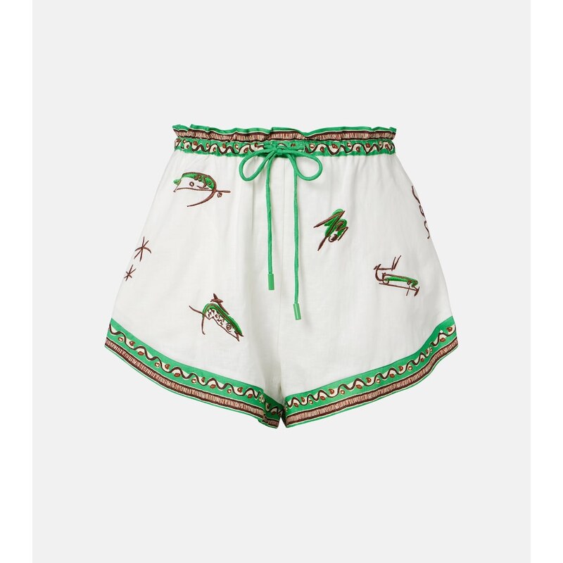 Alemais AlÃmais Wanda embroidered linen shorts