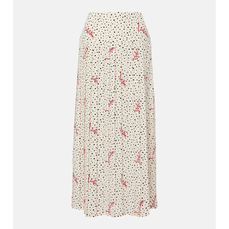 Valentino Polka-dot silk crÃªpe de chine midi skirt