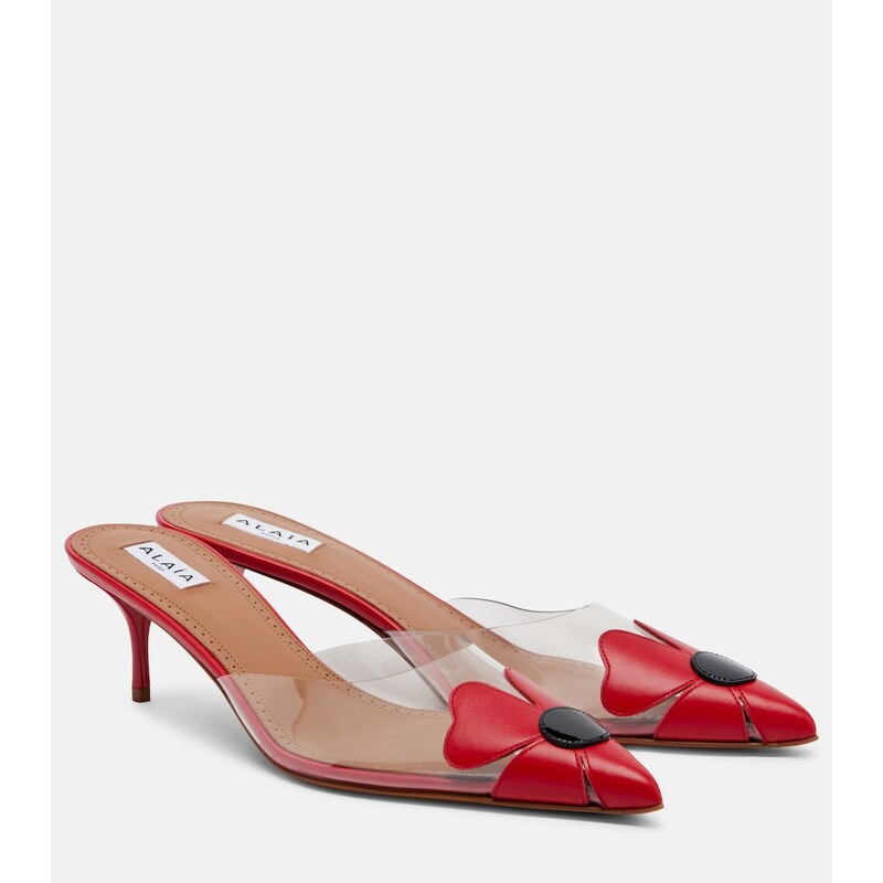 Dámské pantofle Alaïa Bloom mules v barvě červená - černá