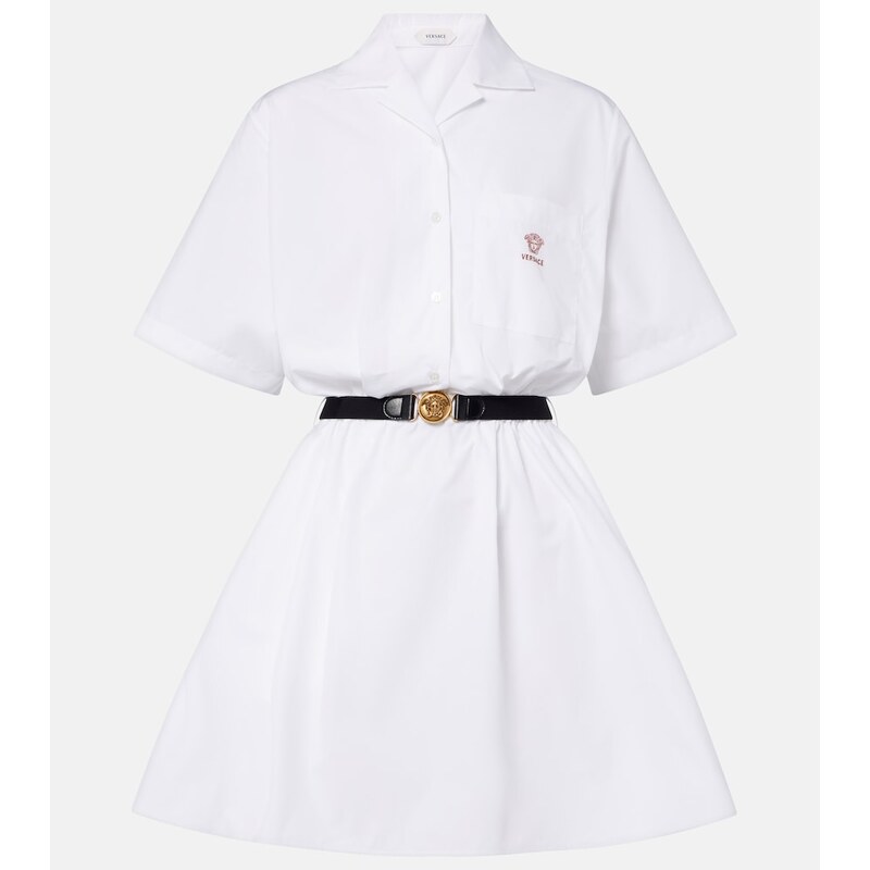 Versace Belted cotton poplin minidress