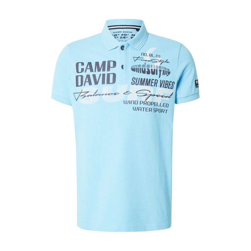 CAMP DAVID Tričko aqua modrá / grafitová / bílá