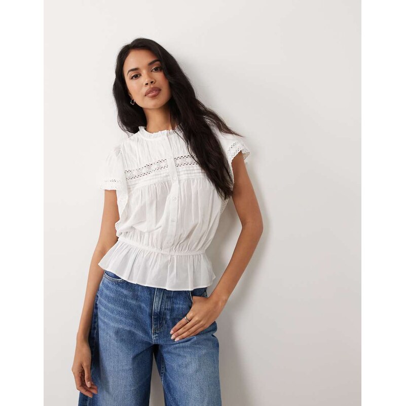 Gina Tricot pure cotton broderie sleeveless blouse in white 115723493