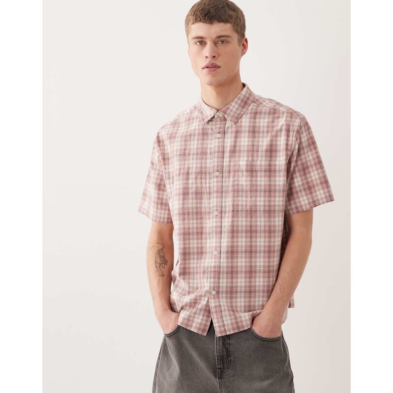 ASOS DESIGN relaxed check shirt in pink