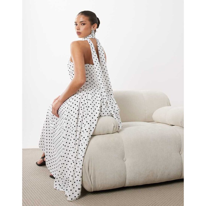 Rare London removable strap scarf detail gathered hip midi dress in 115723234