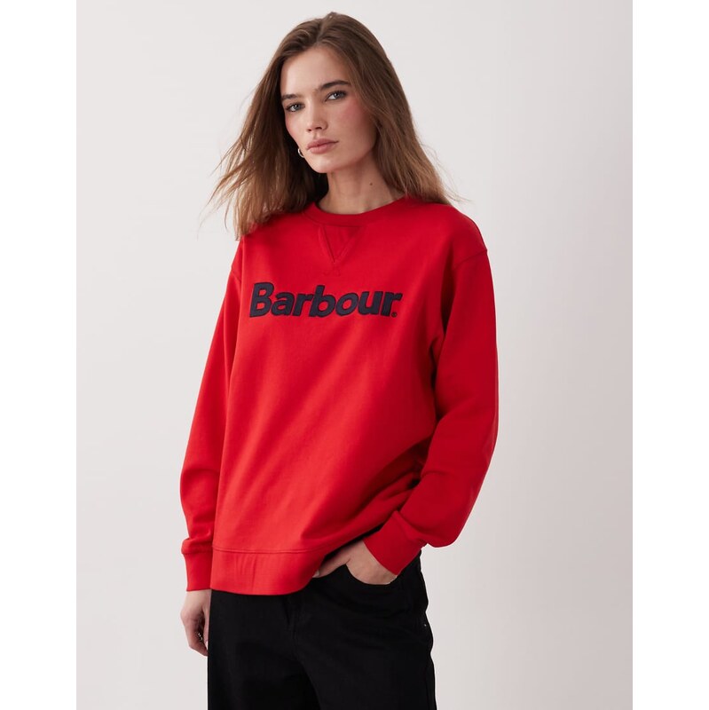 Barbour Hartland relaxed embroidered logo sweatshirt in red 115723377