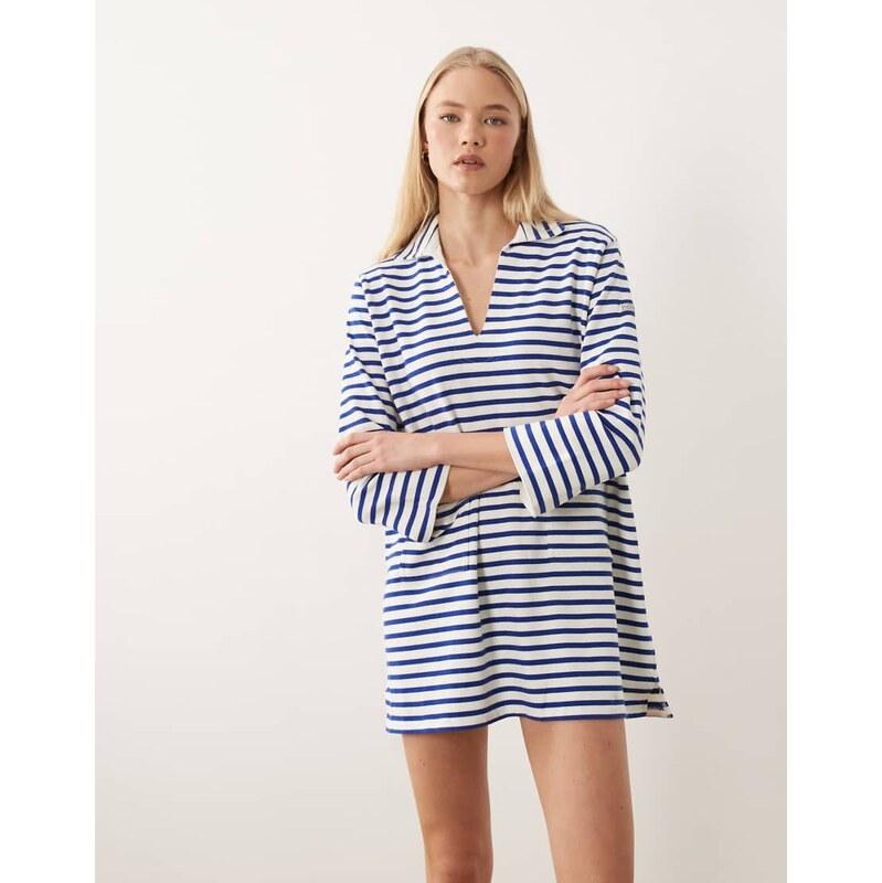 Polo Ralph Lauren knit striped tunic dress in white and blue 115723474