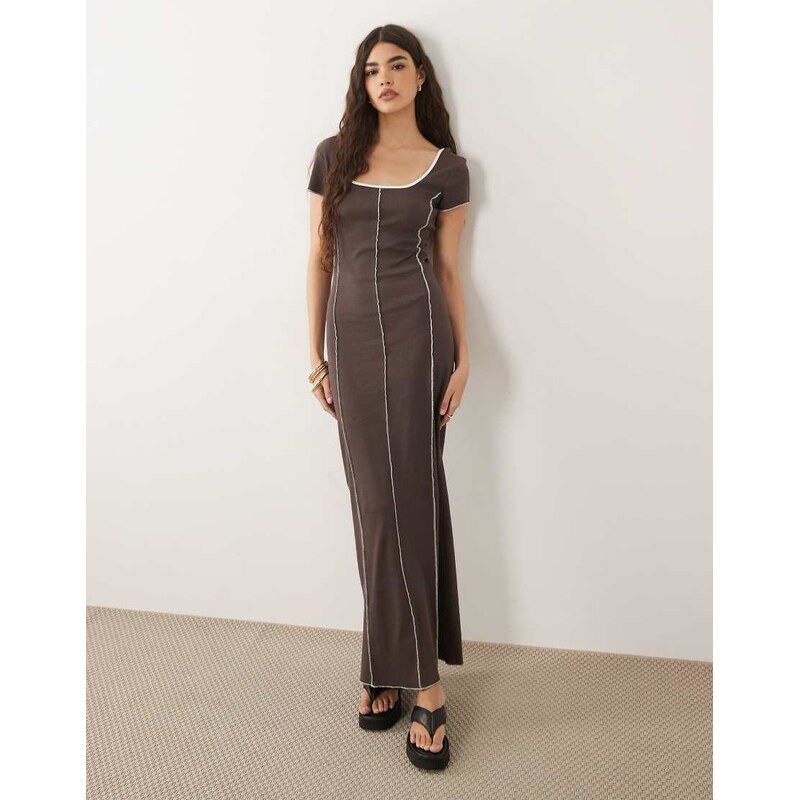 ASOS DESIGN cap sleeve with exposed seams maxi dress in