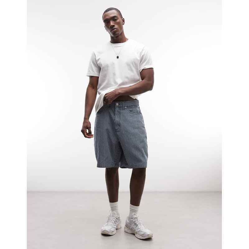 Santa Cruz Big denim hickory stripe loose shorts in blue