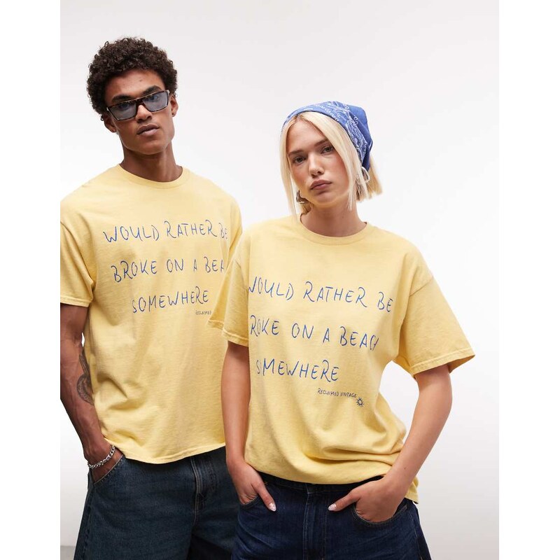 Reclaimed Vintage unisex graphic tee in yellow