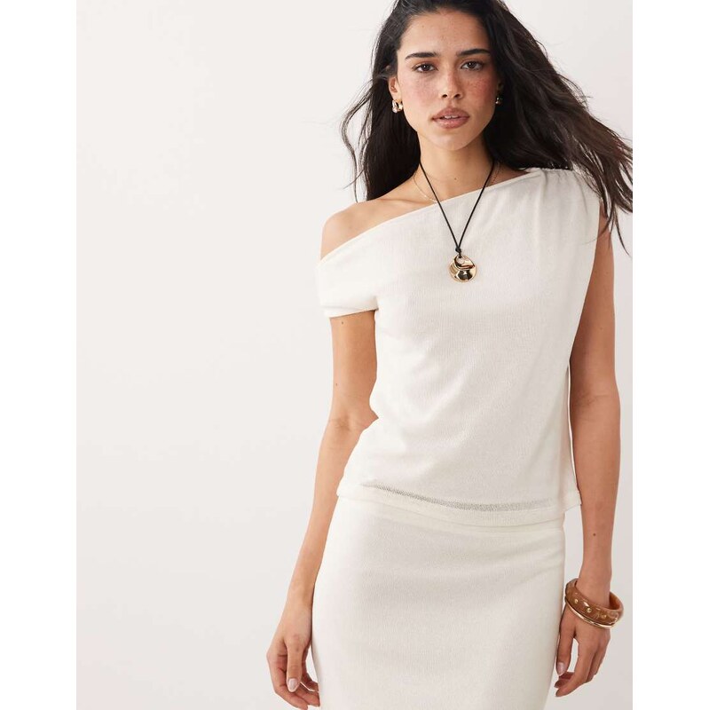 ASOS DESIGN off shoulder sheer co-ord top in white