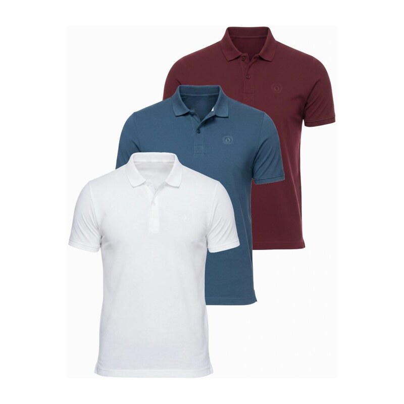 Ombre Clothing Tři balení barevných polokošil mix V4 POBS-0171