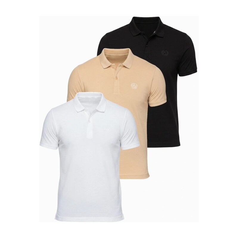 Ombre Clothing Tři balení barevných polokošil mix V7 POBS-0171