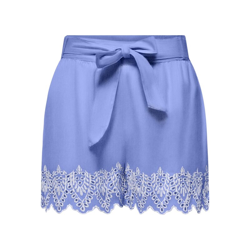 Modré látkové kraťasy Only OnlTulum Emb Loose Belt Shorts