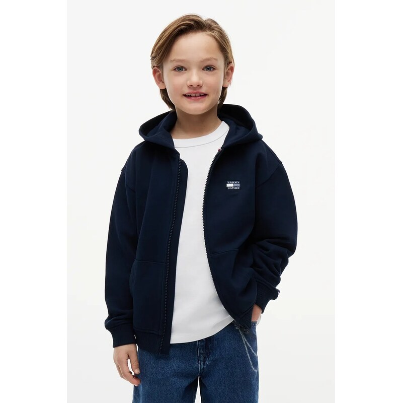 Tommy Hilfiger rozepínací mikina s kapucí dětská bavlněná