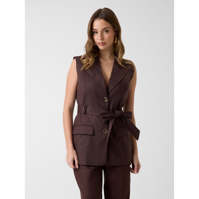 GUESS Lněná vesta CARLA | Slim Fit 115729908