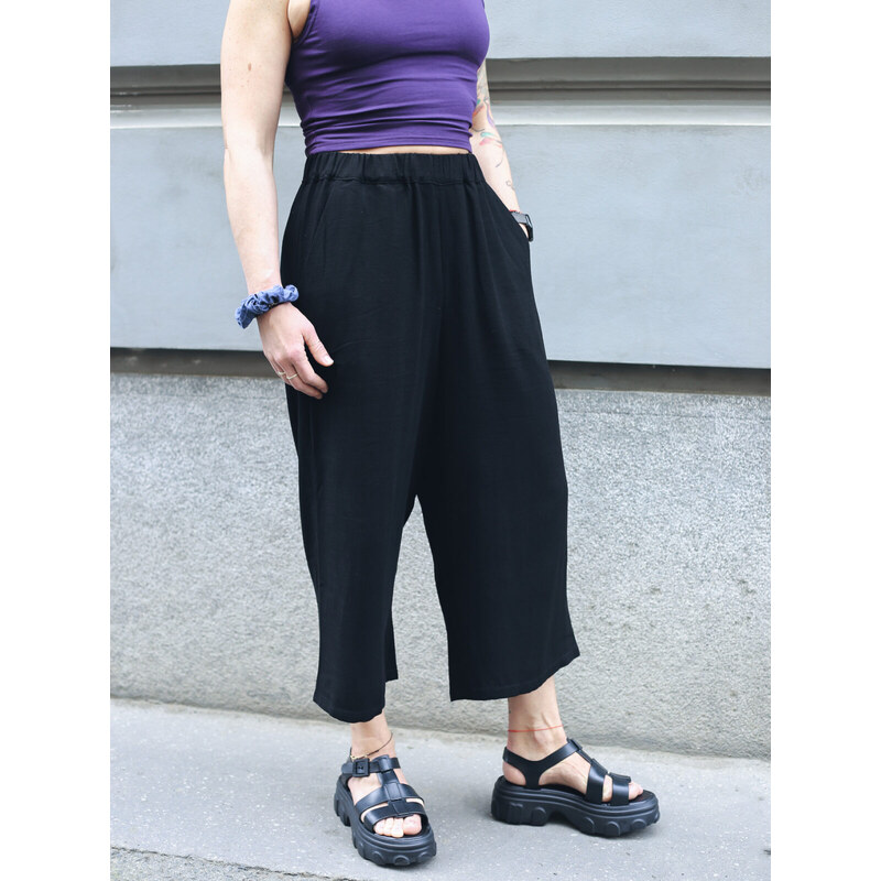 MINILE Kalhoty Culottes Linen II Black - XS-S 115713418