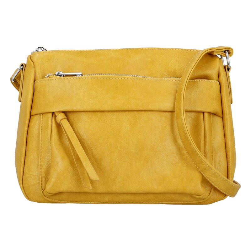 Amalia Trendy dámská koženková crossbody kabelka Lenka, žlutá