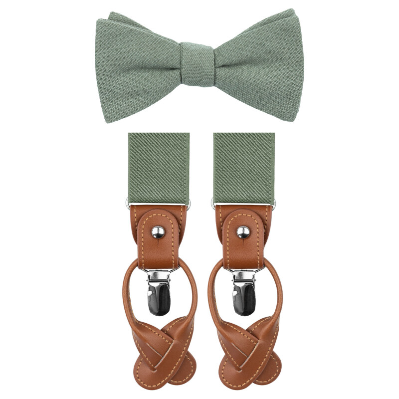 Bubibubi Šalvějově zelená motýlková sada Sage green s kšandami