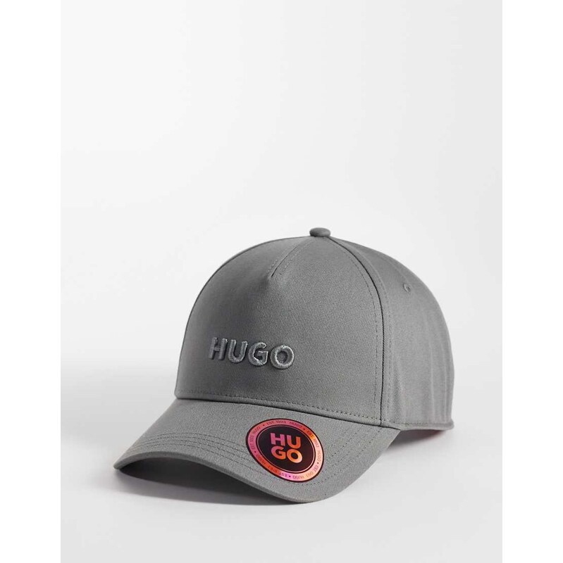 HUGO Red cotton twill cap with logo in dark brown