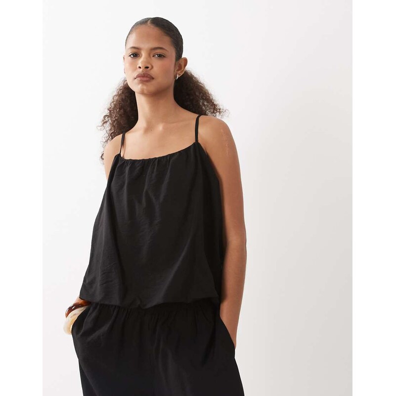 AWARE cami strap bubble hem top co-ord in black 115730669