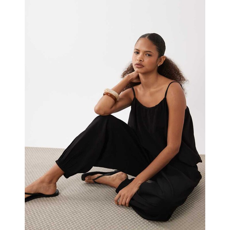 AWARE high waist balloon trouser with cuffed ankle co-ord in black 115730670