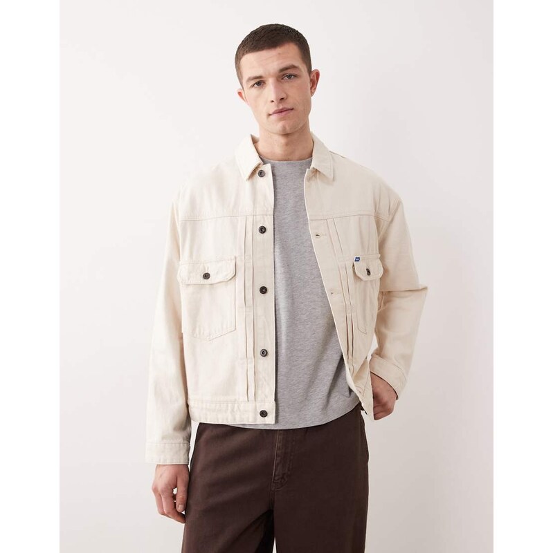 Hugo Blue denim jacket in ecru-White