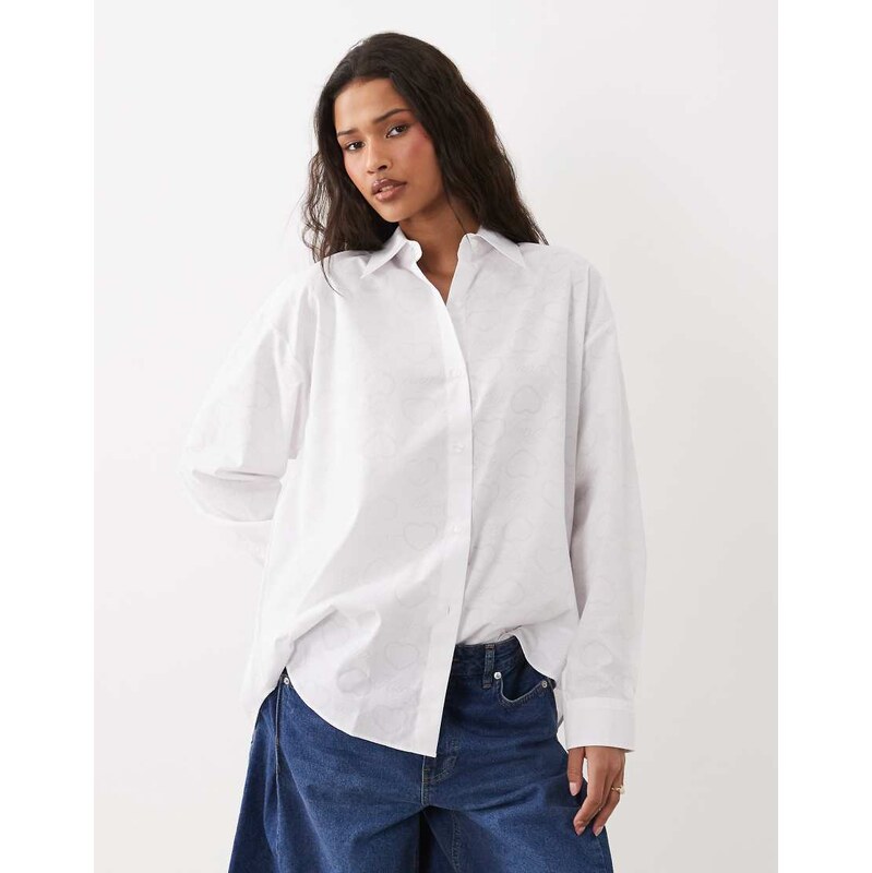 HUGO Blue elisana long sleeve shirt in white