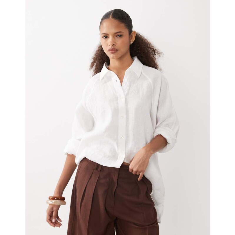 ARKET pure linen oversized shirt in white 115730744
