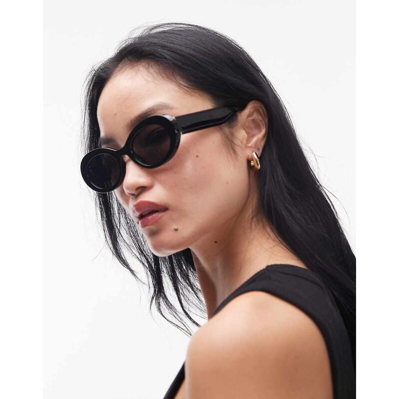 & Other Stories oval cats eye sunglasses in black-Brown 115730549