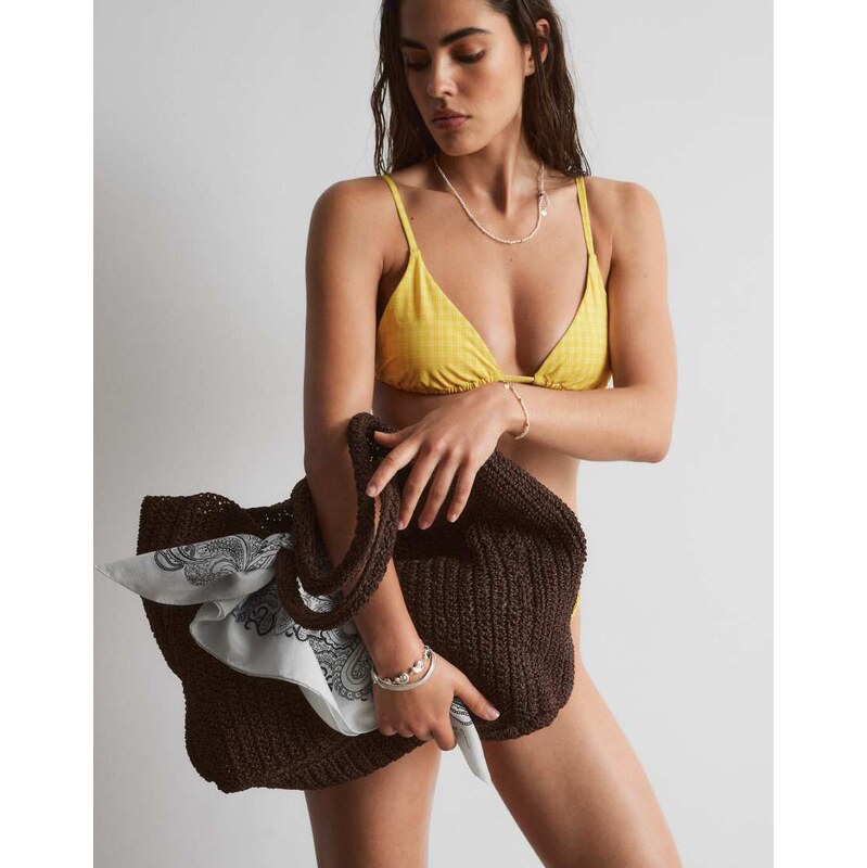 & Other Stories large structured straw tote bag in chocolate-Brown 115730702