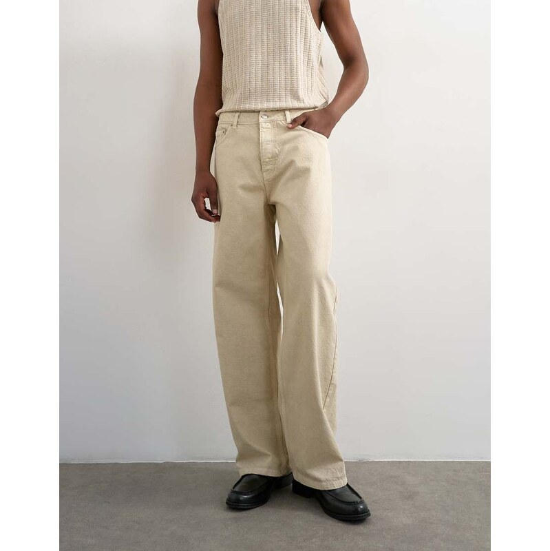 Topman rigid baggy jean in oat-Neutral