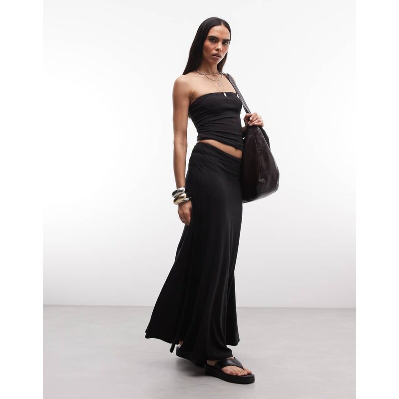 Weekday drapey maxi skirt in black