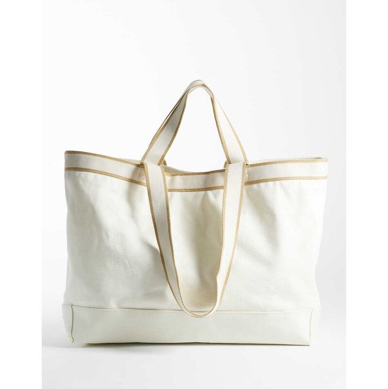 Mango 100% cotton large tote bag in ecru-Neutral 115730902
