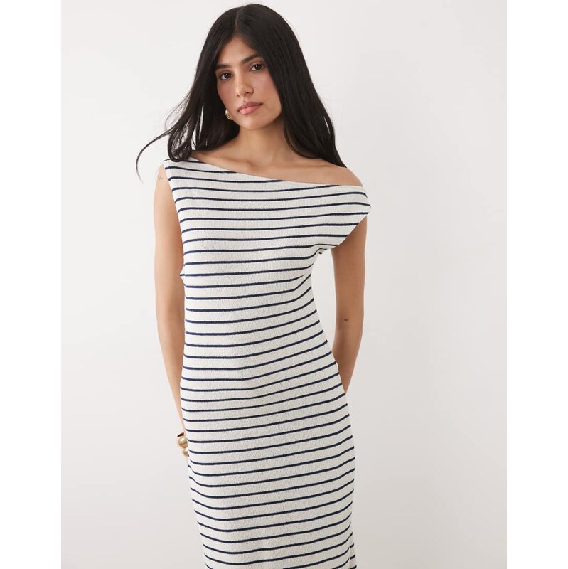 ASOS DESIGN fallen shoulder maxi dress in stripe-Multi