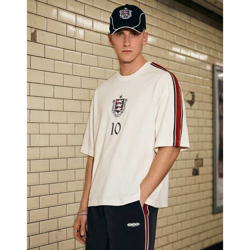 Bershka England football boxy oversized fit t-shirt in white