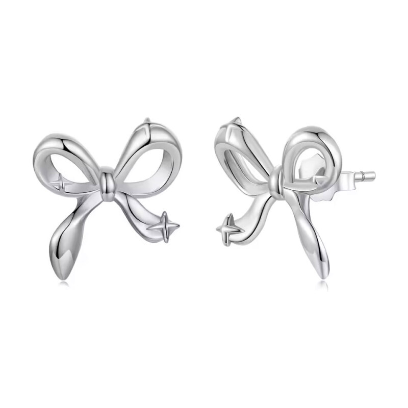 GRACE Silver Jewellery Náušnice ve tvaru mašle - stříbrné zapínání 925 115731037