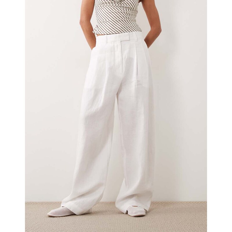 ARKET linen tailored trousers in white 115740842