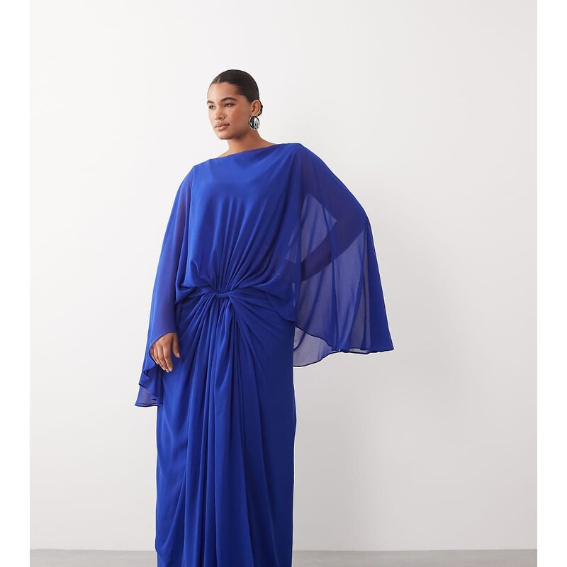 ARRANGE Curve drop waist grecian draped cape sleeve maxi dress in 115735099