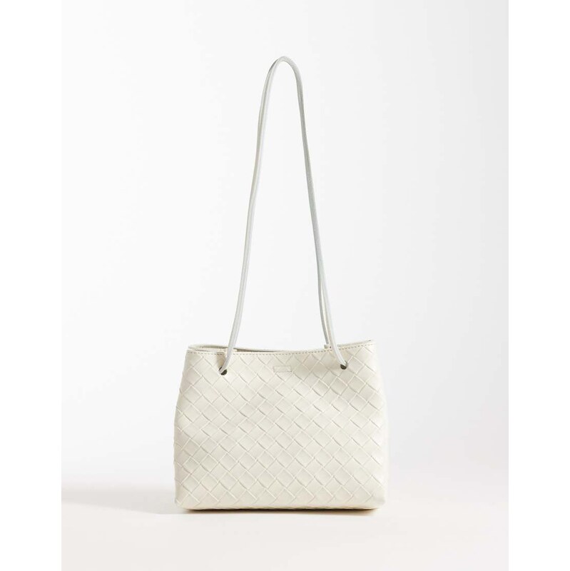 PASQ woven box cross body bag in white