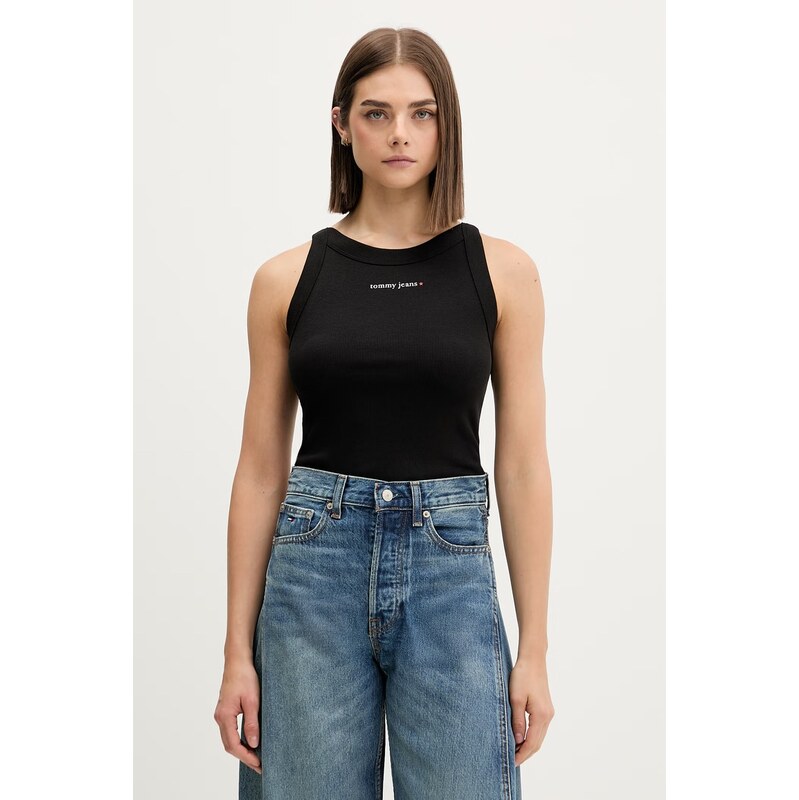 Tommy Jeans crop top dámský bavlněný s elastanem 115733176