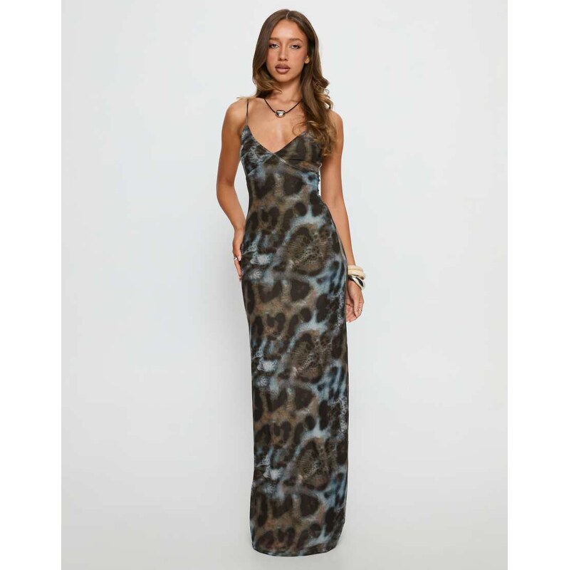 Princess Polly Saphrona mesh cami maxi dress in brown & turquoise 115733556