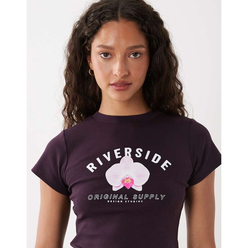 Cotton On graphic baby tee in dark mulberry-Purple 115733635