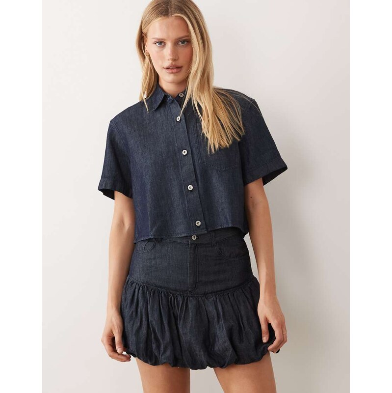 HUGO Blue rabalon puffball hem mini skirt in navy 115733653