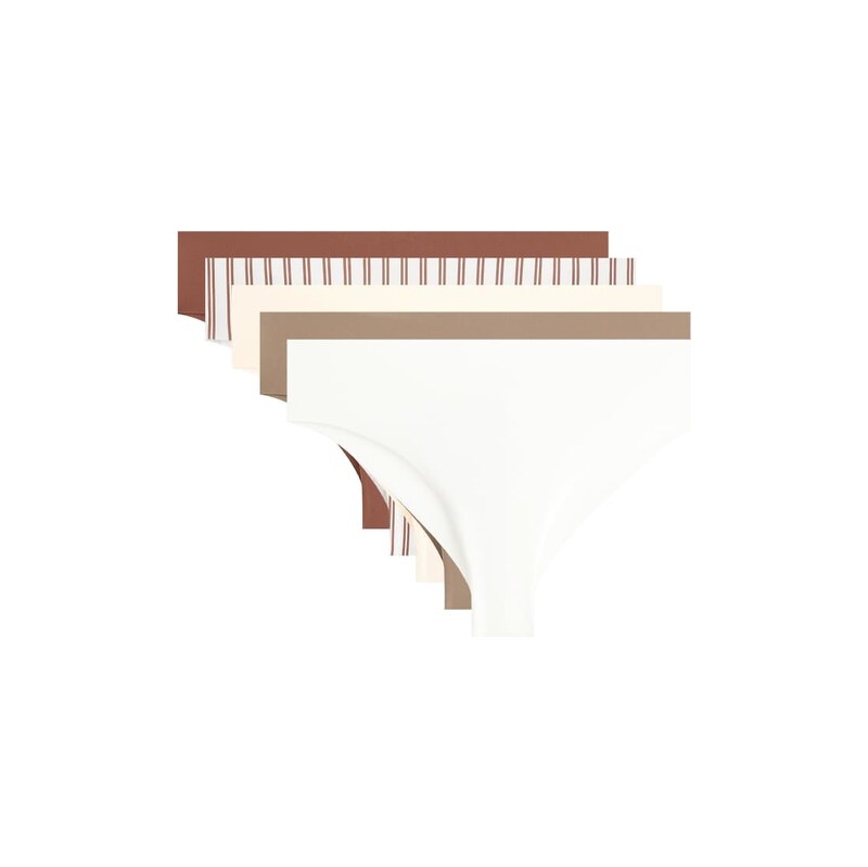 OYSHO 5 invisible laser-cut polyamide blend brazilian briefs in brown 115733698