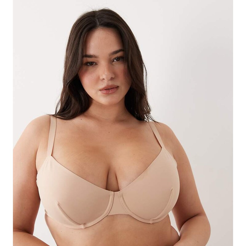 ASOS Curve ASOS DESIGN Curve Carla smoothing underwired bra in beige 115733444