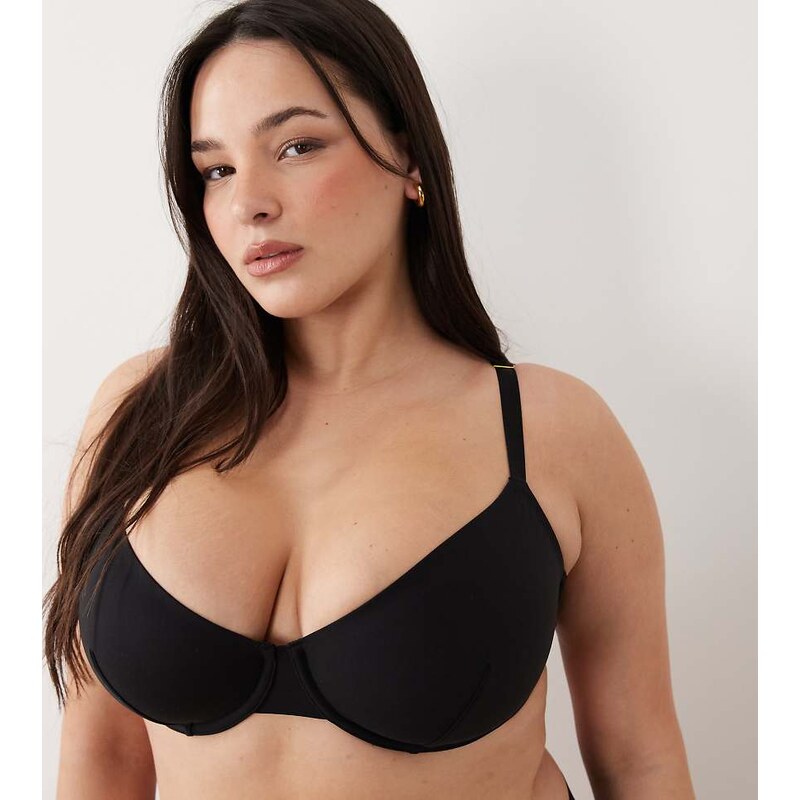 ASOS Curve ASOS DESIGN Curve Carla smoothing underwired bra in black 115733445