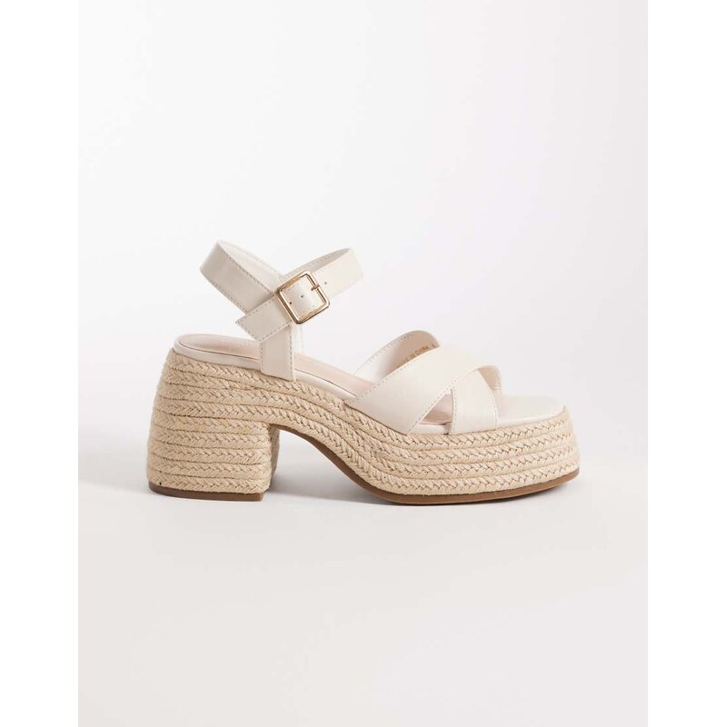 London Rebel Aven block heel platform sandals in cream-White 115733460